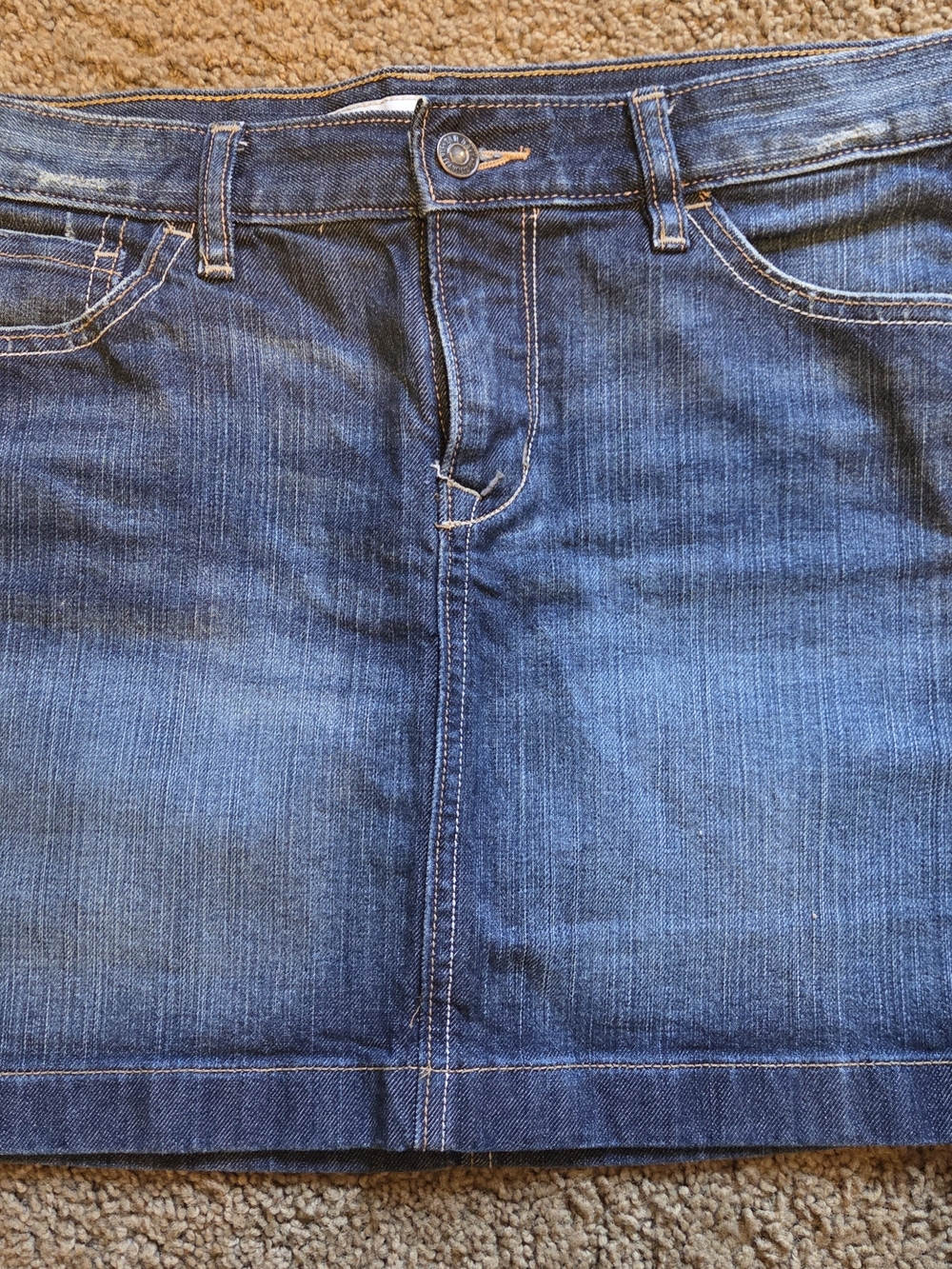 Old Navy Womens Denim Blue Jeans Mini Skirt Dark Wash 8 Above Knee Vintage Look